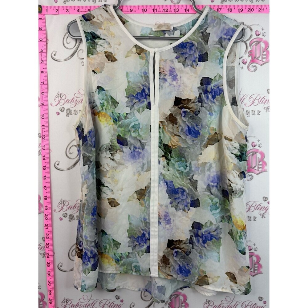 Dalia tank top flowers Floral Tank Top - White with Blue & Green Floral Print